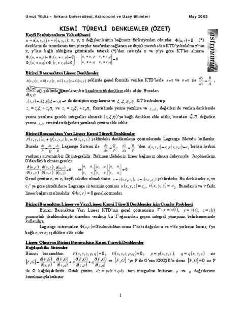kısmi türevli denklemler pdf
